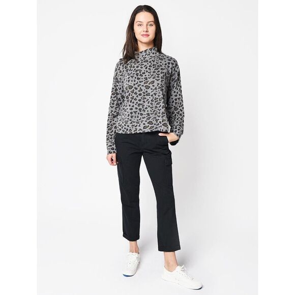 SUNDRY LEOPARD PRINT FUNNELNECK SWEATSHIRT - Picture 2 of 12